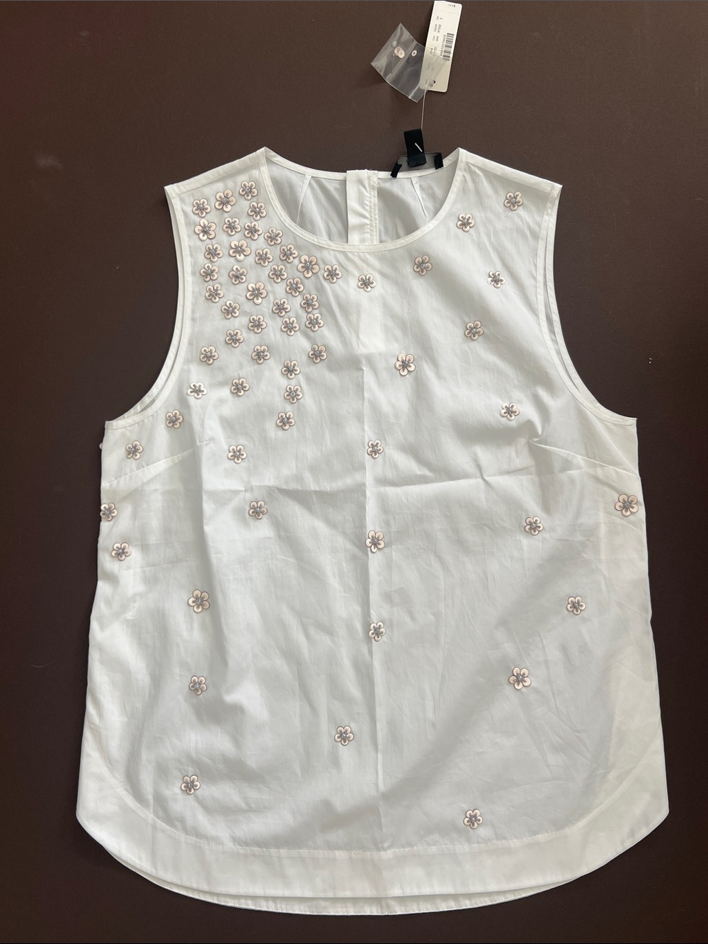 J. Crew Sleeveless Embroidered Flower Top